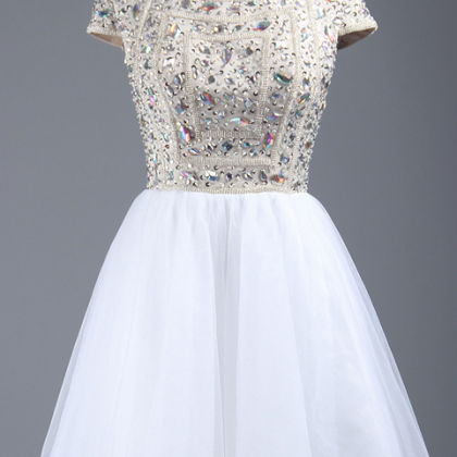 Sparkling Crystal Beaded Short Homecoming Dress,..