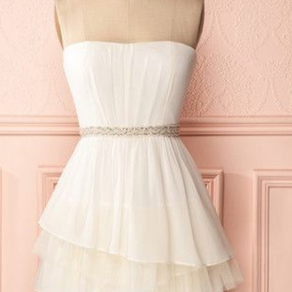 Prom Dress, White Prom Gowns, Mini Short..