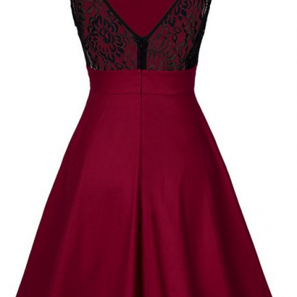 Stunning Homecoming Dresses,dark Red Satin Short..