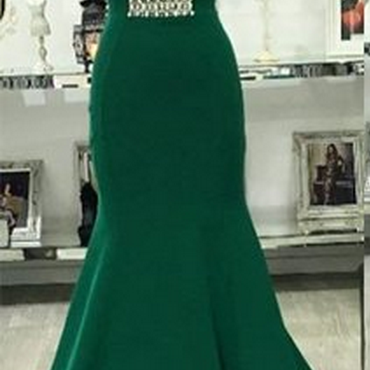 Green Long Prom Dress, Mermaid Long Prom Dress