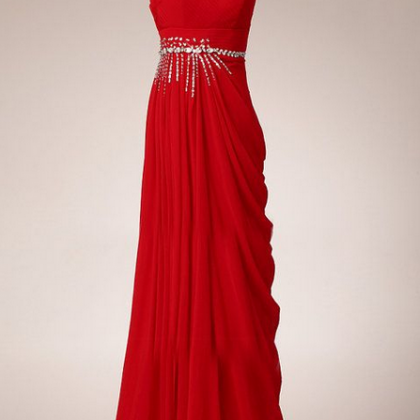 Pretty Elegant Red One-shoulder Prom Dress With..