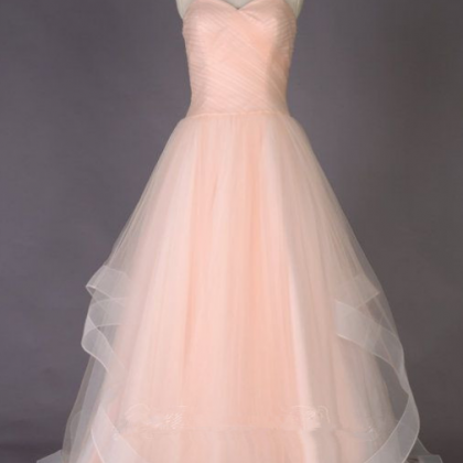 Strapless Sweetheart A-line Tulle Prom Dress..