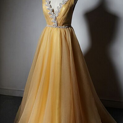 Charming Prom Dress,long Evening Dress,v Neck..