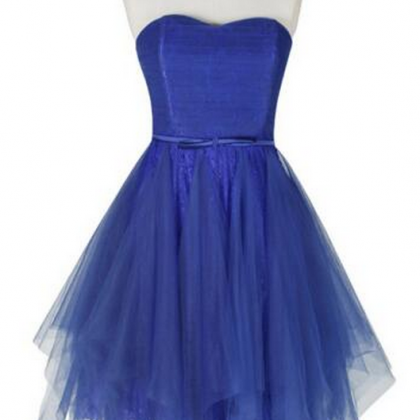 Short Blue Homecoming Dress,strapless Homecoming..