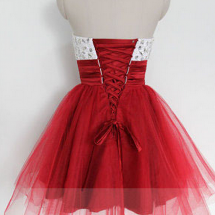 Short Prom Dress, Red Prom Dress, Sweet Heart Prom..