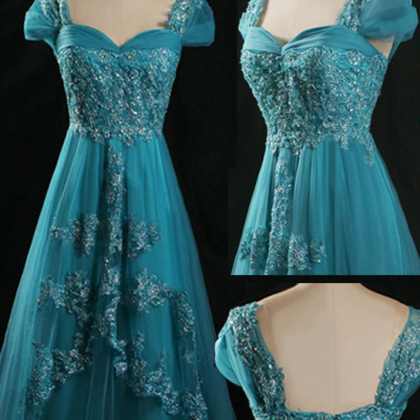 Long Prom Dress, Lace Prom Dresses, Blue Prom..