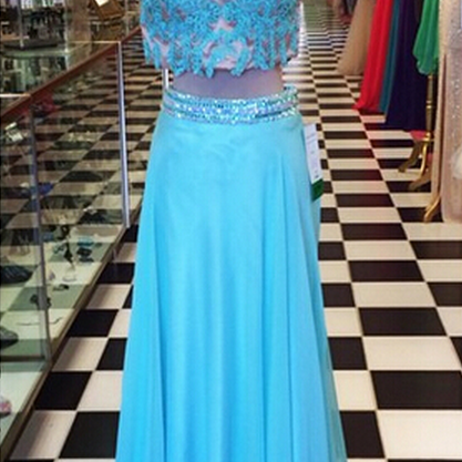 Prom Dress, A Line Turquoise Prom Dresses Two..