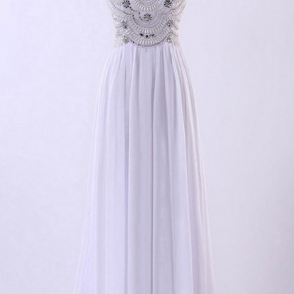 V-neck Beading Handmade Prom Dress,long Prom..