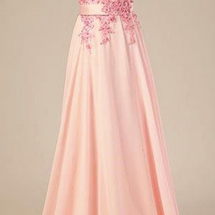 Custom Made Pink Chiffon Prom Dress,appliques..