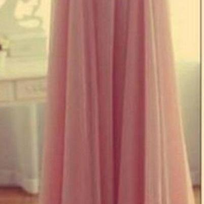 Custom Made Charming Pink Chiffon Prom Dress,long..