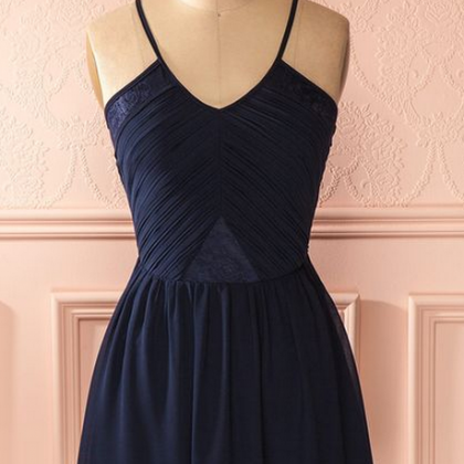 Charming Dark Blue Prom Dress,chiffon Prom..