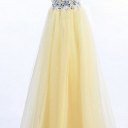 Charming Prom Dress,yellow Prom Dresses,long..