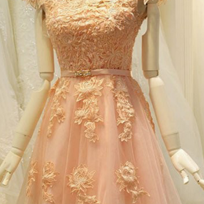 Homecoming Dresses,cute A-line Jewel Cap Sleeves..