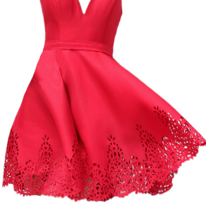 Custom Made Red V-neckline A-line Homecoming Dress..