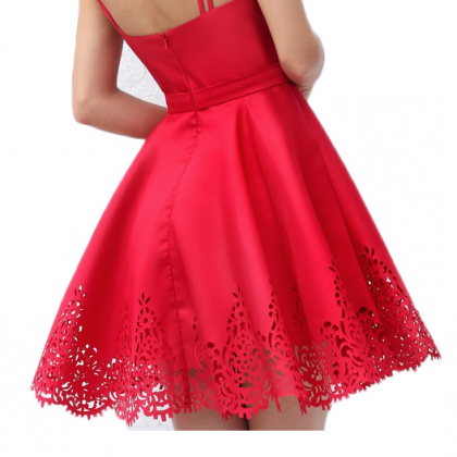 Custom Made Red V-neckline A-line Homecoming Dress..