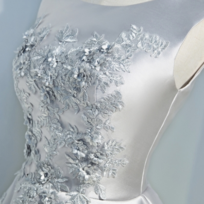 Silver Satin V Neck Homecoming Dresses