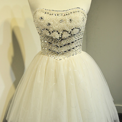 ,short Prom Dress , Light Champagne Prom Dress ,..