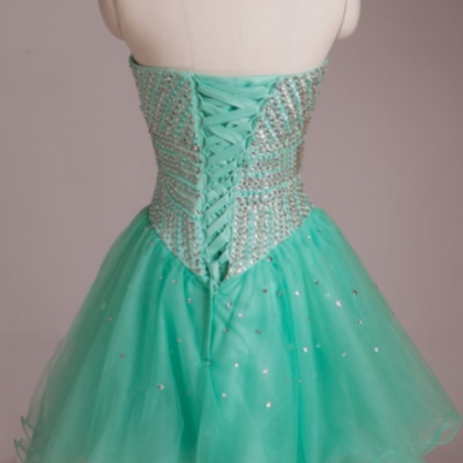 Mint Sweetheart Beaded Mini Homecoming Dress
