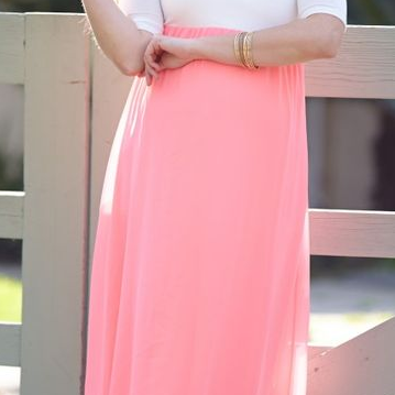Elegant Simple Style Prom Dress White And Pink..