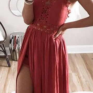 Sexy A-line Prom Dress Dark Red Prom Dresses Lace..