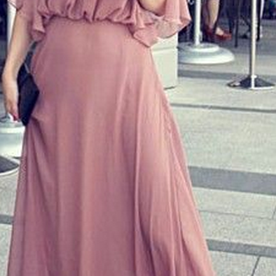 Blush Simple Style Prom Dress Chiffon Long Prom..
