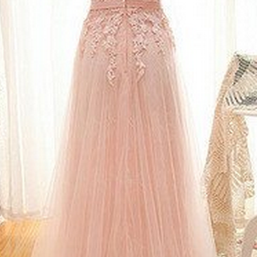 Pink Prom Dress,tulle Prom Dress, Lace Prom..