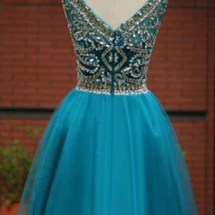Blue Homecoming Dresses Laced Up Sleeveless Lace..