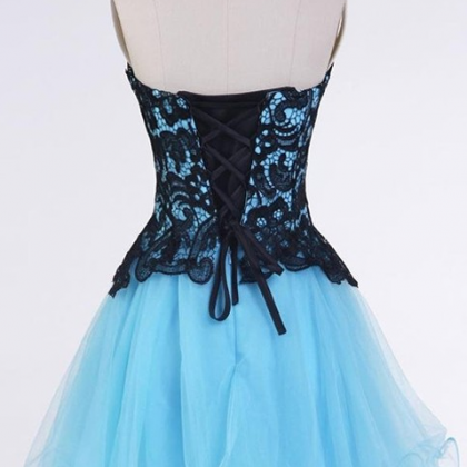 Black Homecoming Dresses Lace-Up Sl..