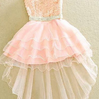 Pink Homecoming Dresses Zipper-up Sleeveless Tulle..