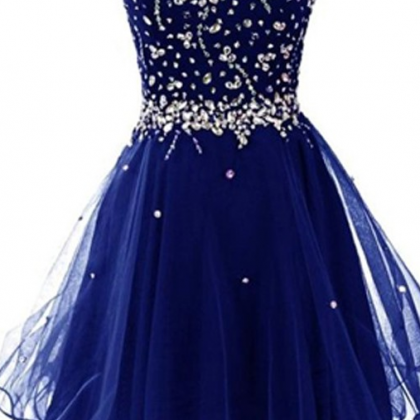 Royal Blue Homecoming Dresses Zipper-up Sleeveless..