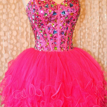 Pink Homecoming Dresses Laced Up Sleeveless..