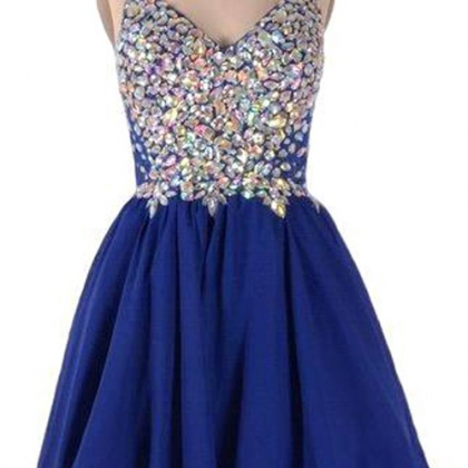 Royal Blue Homecoming Dresses Zippers Sleeveless..