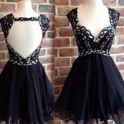 Sleeveless Black Homecoming Dresses A Line..