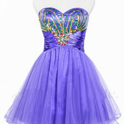 Sleeveless Purple Homecoming Dresses A Lines..
