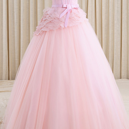 Strapless Pink Tulle Homecoming Dresses A Line..
