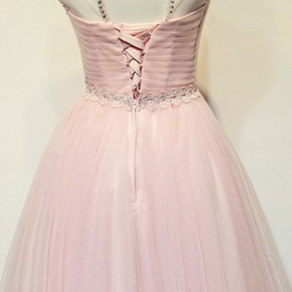 Sleeveless Pink Homecoming Dresses A Line Tulle..