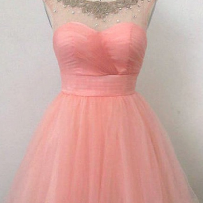 Sleeveless Pink Homecoming Dresses Aline Chiffon..