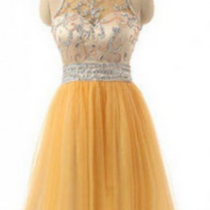 Sleeveless Daffodil Homecoming Dresses A Lines..