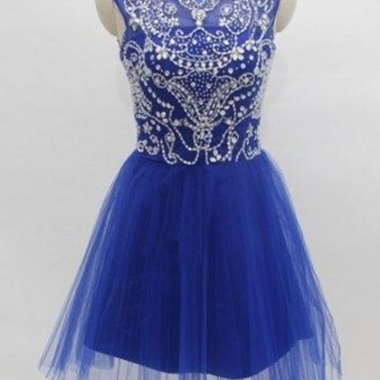 Sleeveless Blue Homecoming Dresses A-line/column..