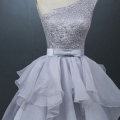 Sleeveless Grey Organza Homecoming Dresses A Lines..