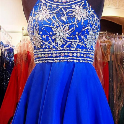 Sleeveless Royal Blue Homecoming Dresses A Lines..