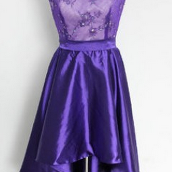 Sleeveless Purple Homecoming Dresses Gown Crystal..