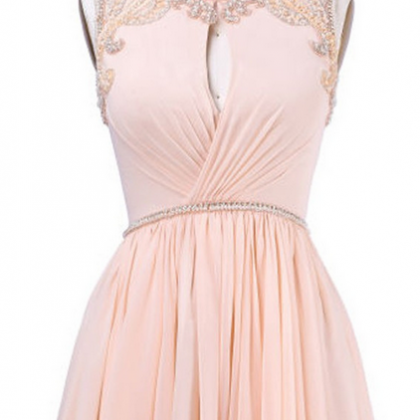 A-line Coral Homecoming Dresses,scoop Short..