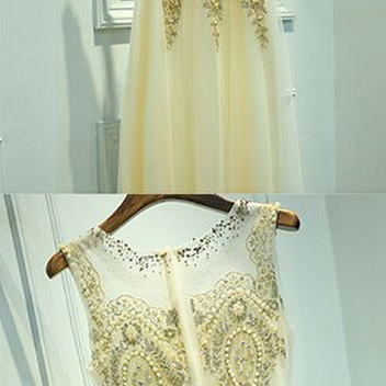 Charming Appliques And Beaded Prom Dress,elegant..