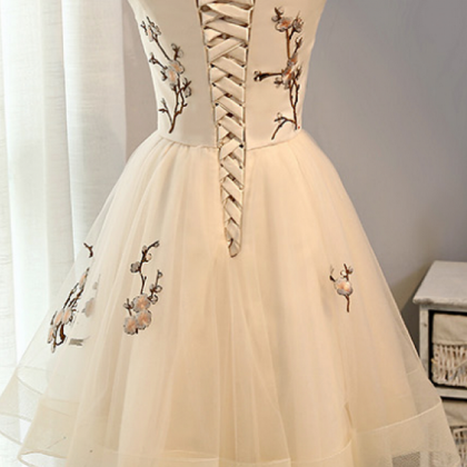 Cap Sleeves Homecoming Dress,embroidery Homecoming..