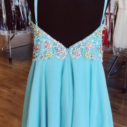 Sexy Prom Dress,blue Prom Dress,open Back Cocktail..