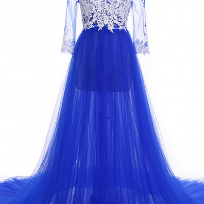 Sapphire, Flower, Net, Long Gown