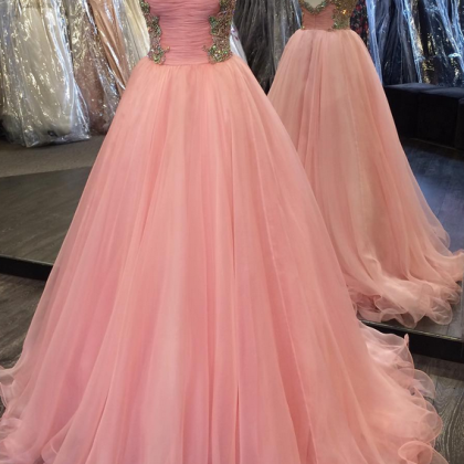 Colorful Beading Sweetheart Puffy Organza Prom..
