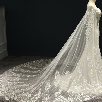 Luxury Wedding Dresses With Cape Sexy Transparent..