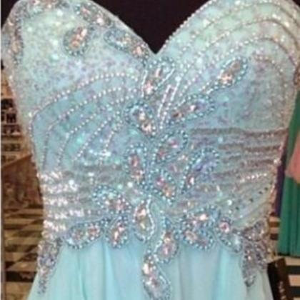 Strapless Long Beaded Chiffon Prom Dress With..